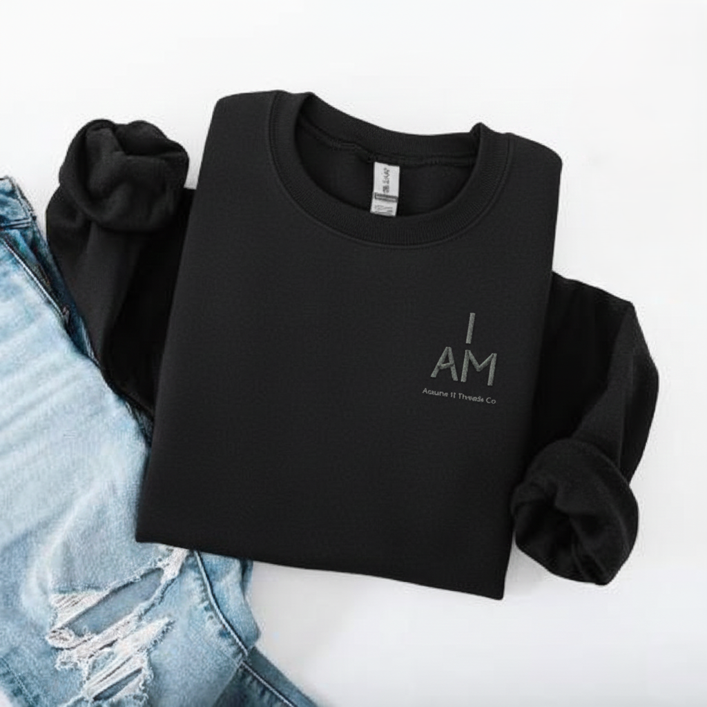 I AM Midweight Organic French Terry Crew-Black